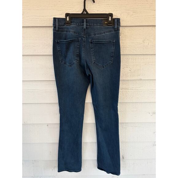 Express Skyscraper Mid Rise Skinny Jeans Dark Wash Slit Hem Size 6R - Picture 8 of 8